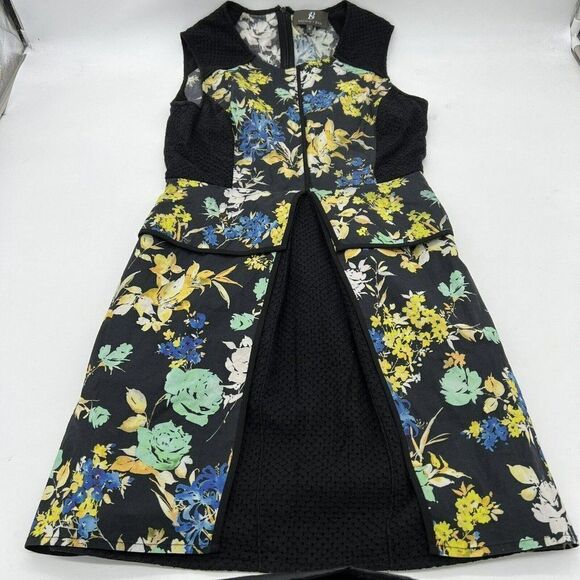 SACHIN + BABI Black Floral Mini Dress Sz 4 Textured Sheath Anthropologie - Picture 1 of 4